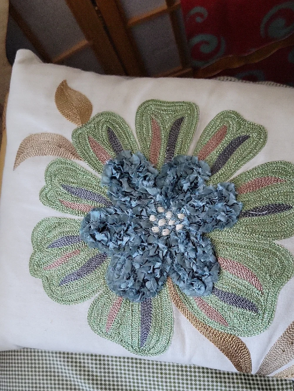 Pier 1 floral embroidered pillow